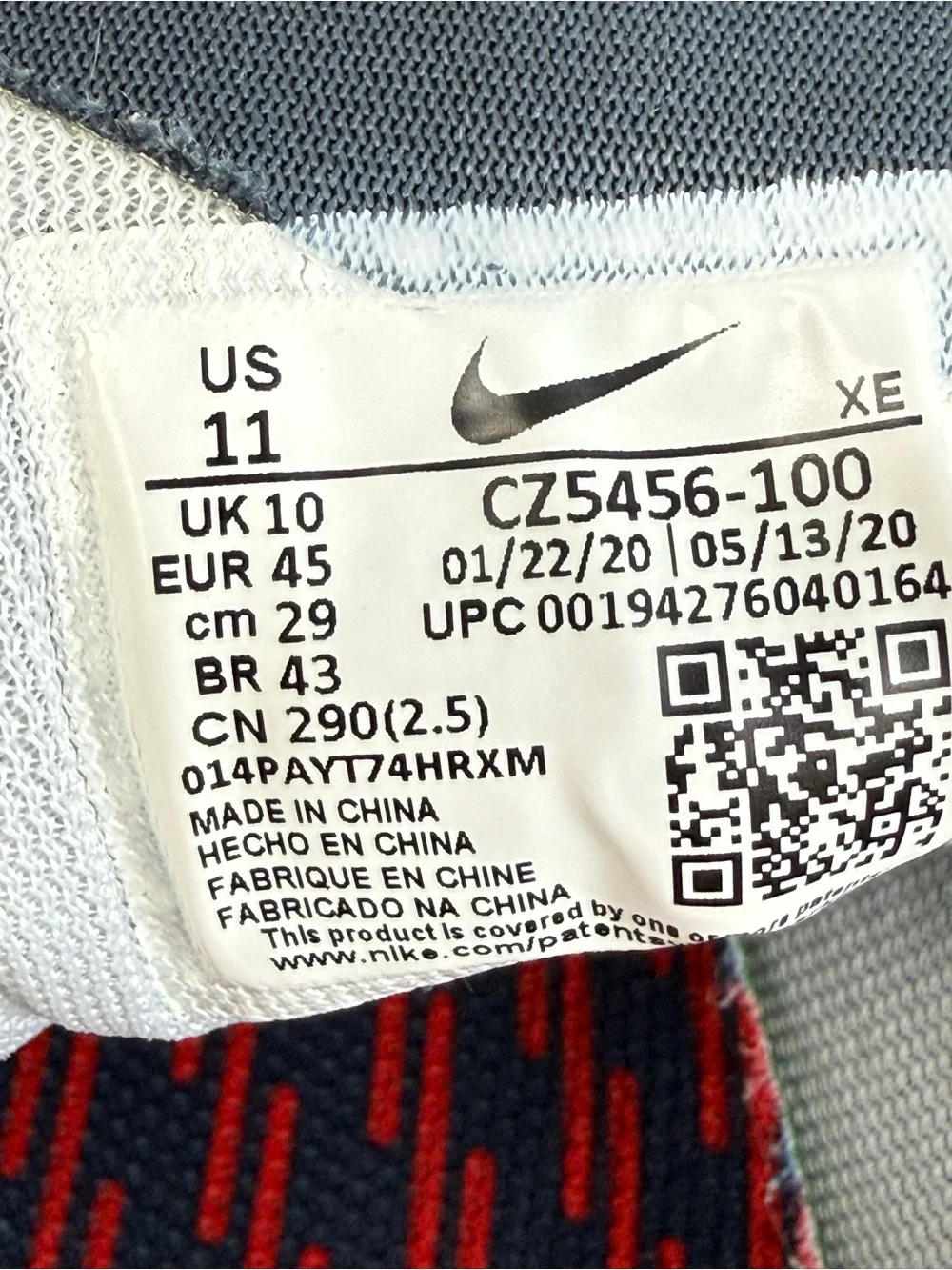 Nike AIR ZOOM PEGASUS 37 'NEW ENGLAND PATRIOTS' sneakers men’s 11